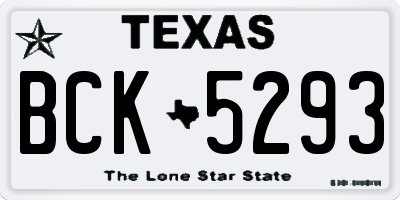 TX license plate BCK5293