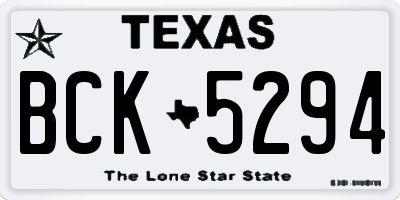 TX license plate BCK5294