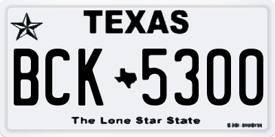 TX license plate BCK5300