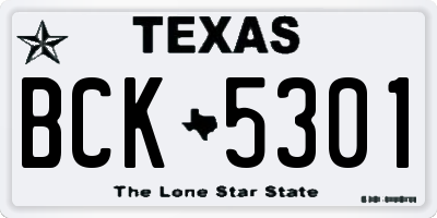 TX license plate BCK5301