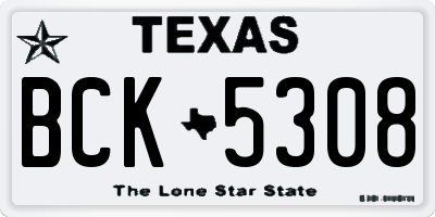 TX license plate BCK5308