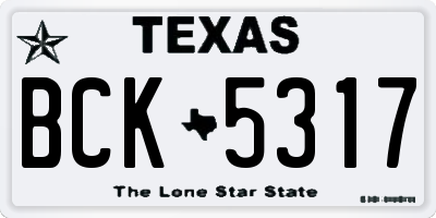 TX license plate BCK5317