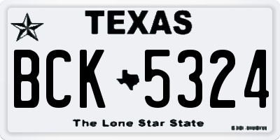 TX license plate BCK5324