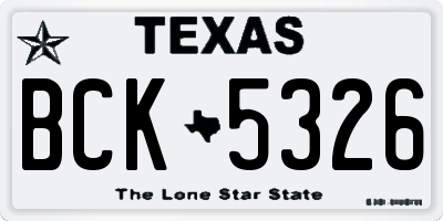 TX license plate BCK5326