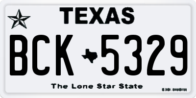 TX license plate BCK5329