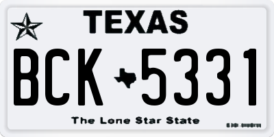 TX license plate BCK5331