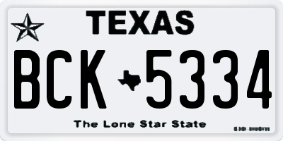 TX license plate BCK5334