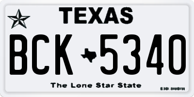 TX license plate BCK5340