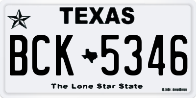 TX license plate BCK5346