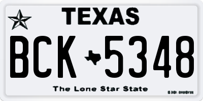 TX license plate BCK5348