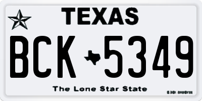 TX license plate BCK5349