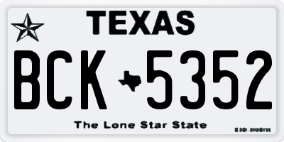TX license plate BCK5352