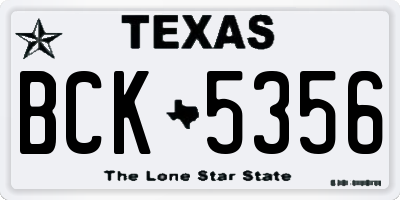 TX license plate BCK5356