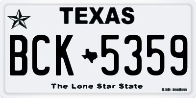 TX license plate BCK5359