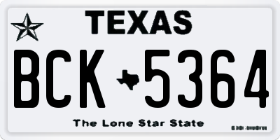 TX license plate BCK5364