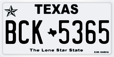 TX license plate BCK5365