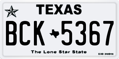 TX license plate BCK5367