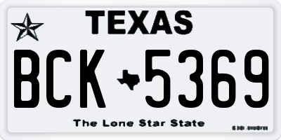 TX license plate BCK5369