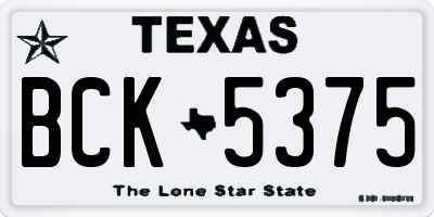 TX license plate BCK5375