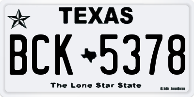 TX license plate BCK5378
