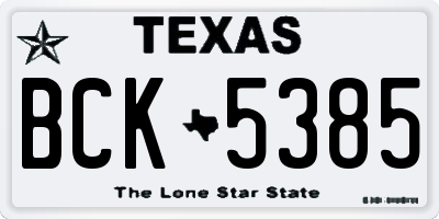 TX license plate BCK5385