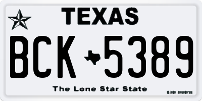 TX license plate BCK5389