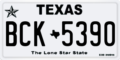 TX license plate BCK5390