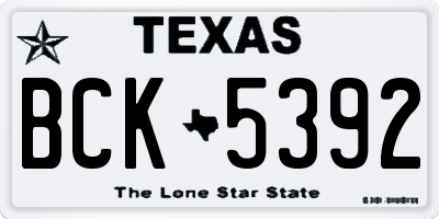 TX license plate BCK5392