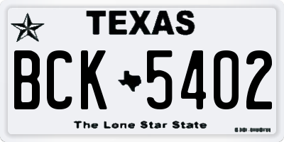 TX license plate BCK5402
