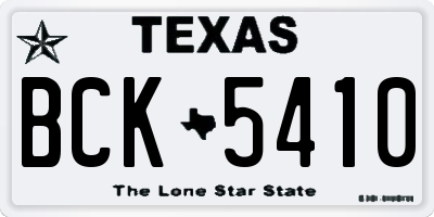 TX license plate BCK5410