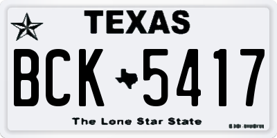 TX license plate BCK5417
