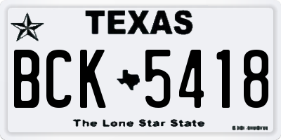TX license plate BCK5418