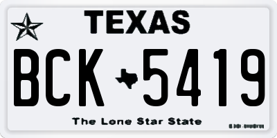 TX license plate BCK5419
