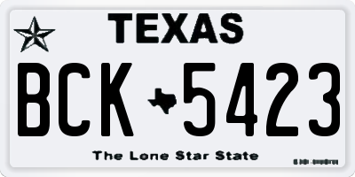 TX license plate BCK5423