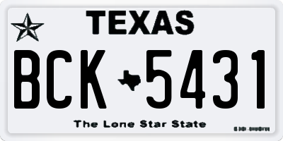 TX license plate BCK5431