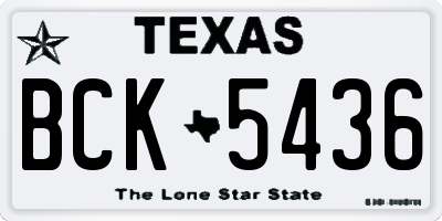 TX license plate BCK5436