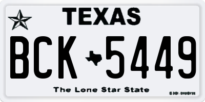 TX license plate BCK5449