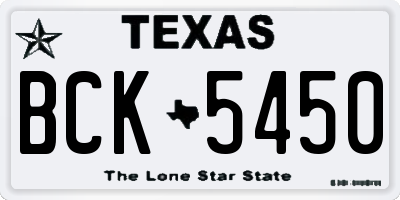 TX license plate BCK5450