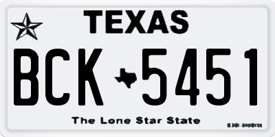 TX license plate BCK5451