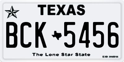 TX license plate BCK5456