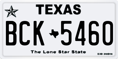 TX license plate BCK5460