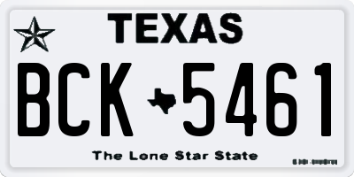 TX license plate BCK5461