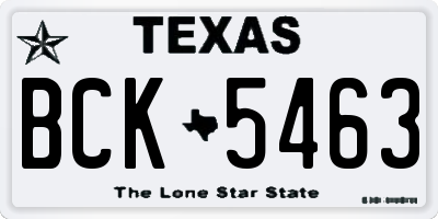 TX license plate BCK5463