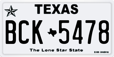 TX license plate BCK5478