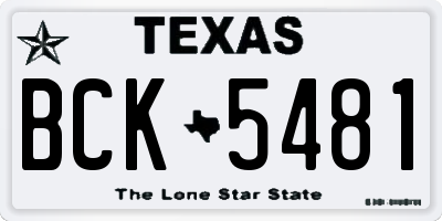 TX license plate BCK5481