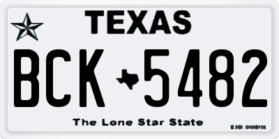 TX license plate BCK5482