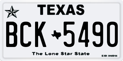 TX license plate BCK5490