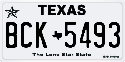 TX license plate BCK5493