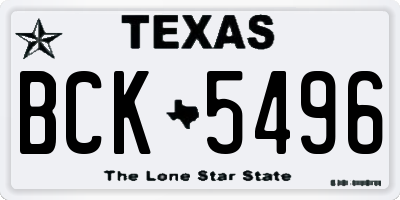 TX license plate BCK5496
