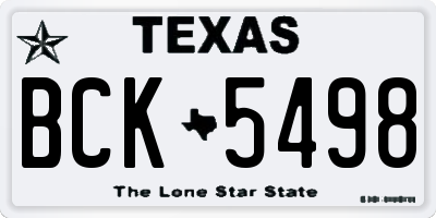 TX license plate BCK5498